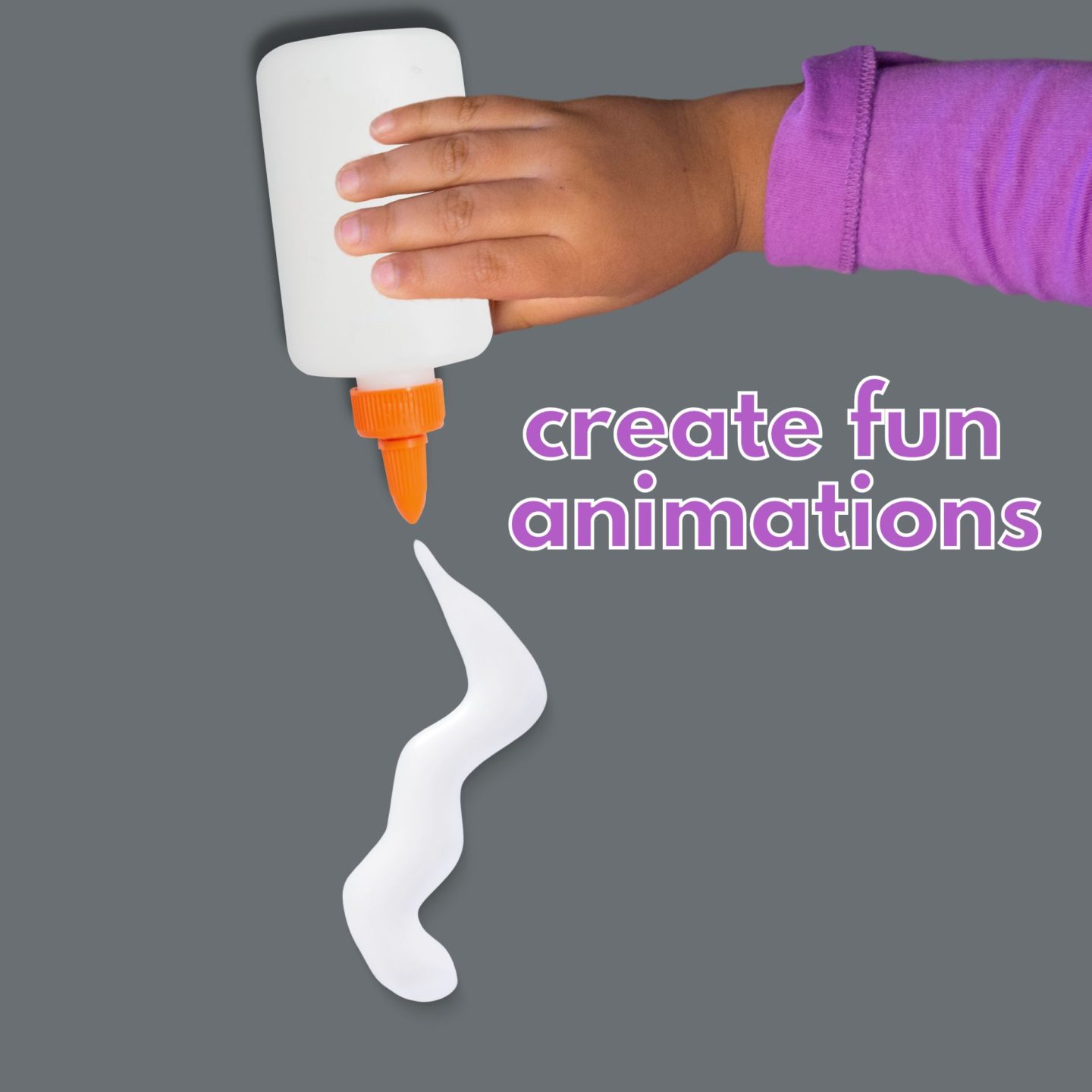 This hand mockup is used to show a young students squeezing a glue bottle.